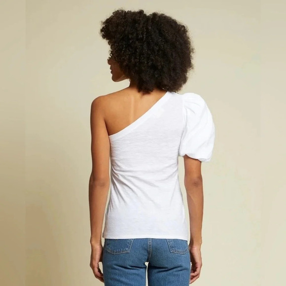 Nation LTD - Raina Balloon Sleeve One Shoulder Tee in white - Picture 4 of 11